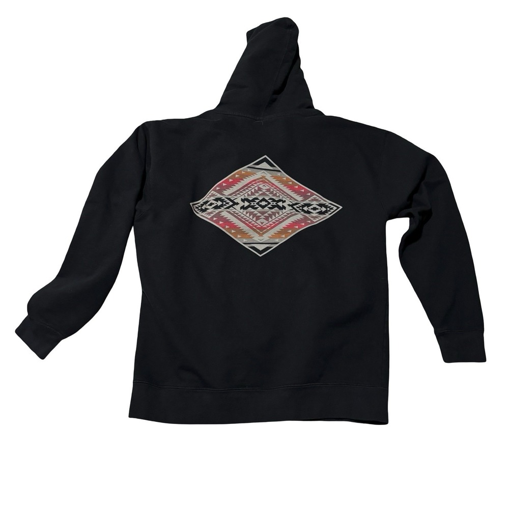 Pendleton Woolen Mills Men's Hoodie Black Sweatshirt Pullover Aztec Graphic LG